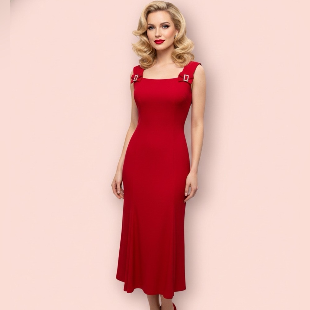 Vintage Red Holiday Dress 🤍